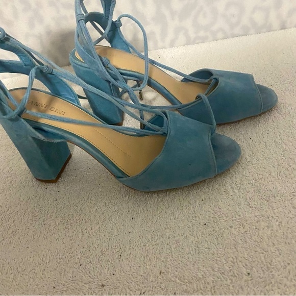 Gianni Bini Womens Keelin Light Blue Suede Block Lace Up Heel Sandals Size 9M - Picture 2 of 7